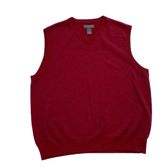 Bundle 2 Saddlebred Cotton Golf Preppy Sweater Vests Blue, Red, Diamond L - Picture 6 of 11